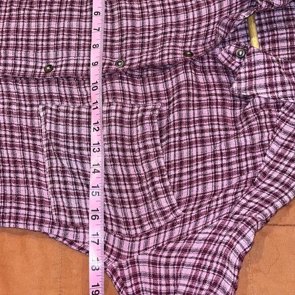 Anthropologie Pilcro Womens Pink & Black Plaid Button-Down Shirt XS - Picture 8 of 9